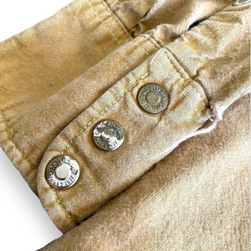 Vintage MWG Khaki Brown Long Sleeve Silver Snap Front Western Shirt Canadian - Picture 6 of 6